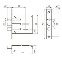 Замок врезной МЕТТЭМ ЗВ8 802.0.0/(ЗВ8-02) 3риг. 5кл. /13194/