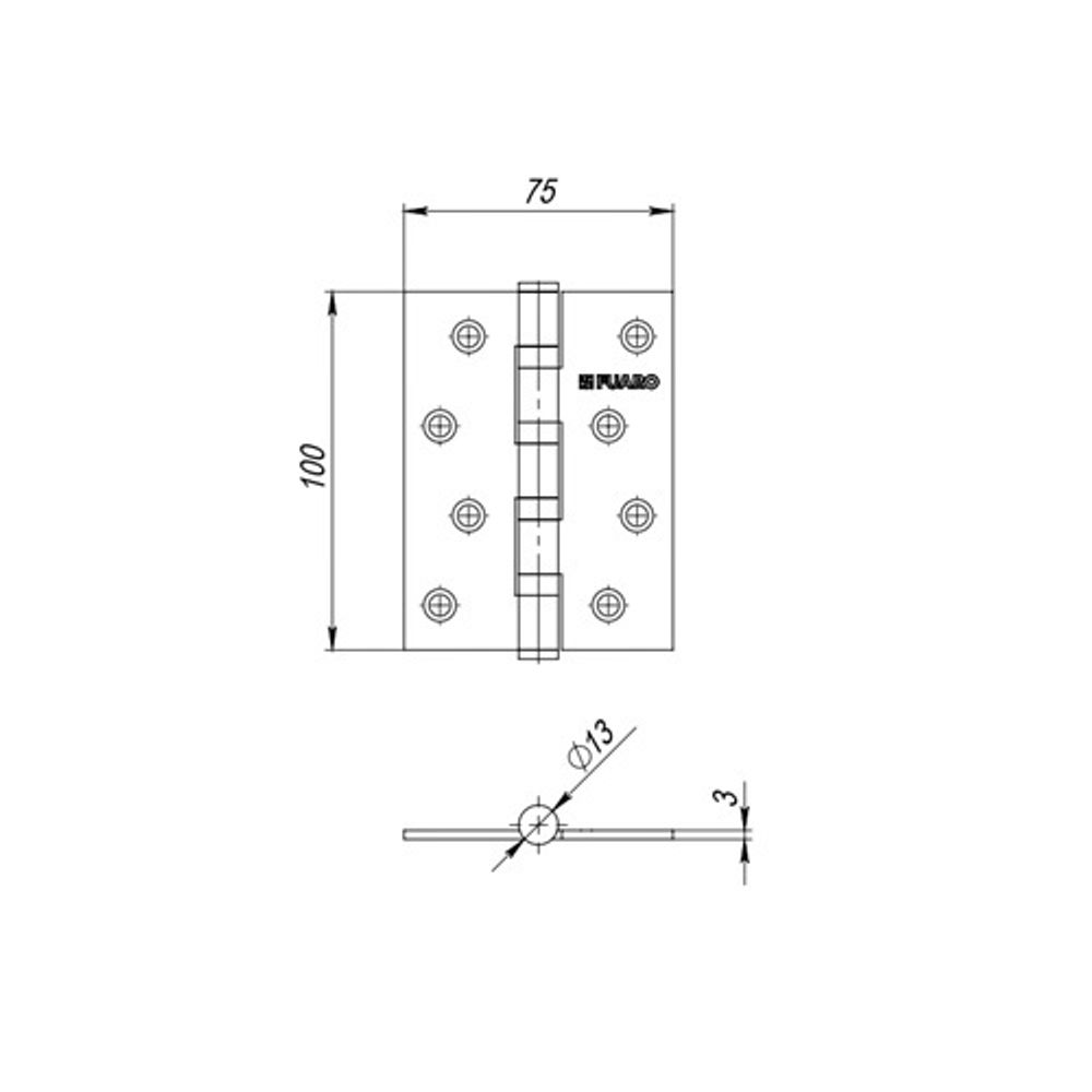 Петля дверная универсальная FUARO HEAVY IN4400U 100х75х3 мм SSG сатин.золото /46515/ (1шт)
