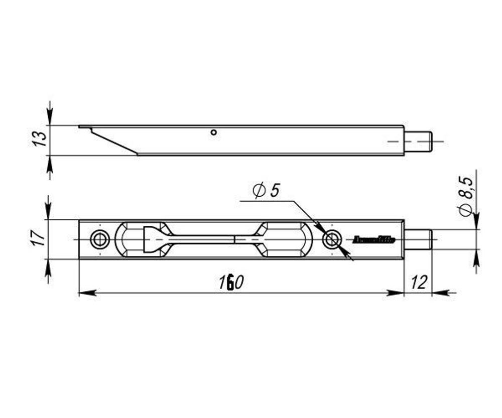 Шпингалет торцевой APECS FB-01-160 AB бронза