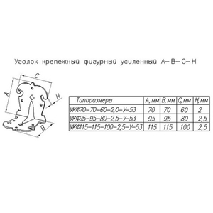 Уголок крепёжный фигурн. НОЭЗ УКФ 105-105-100-У черный матовый