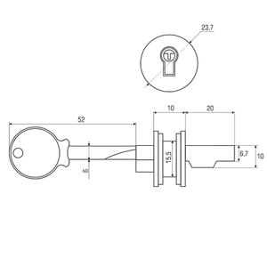 Замок мебельный врезной 611 мастер для стеклянных раздвижных дверей