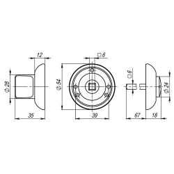 Ручка поворотная ARMADILLO WC-BOLT BK6-1GP/CP-1 золото/хром
