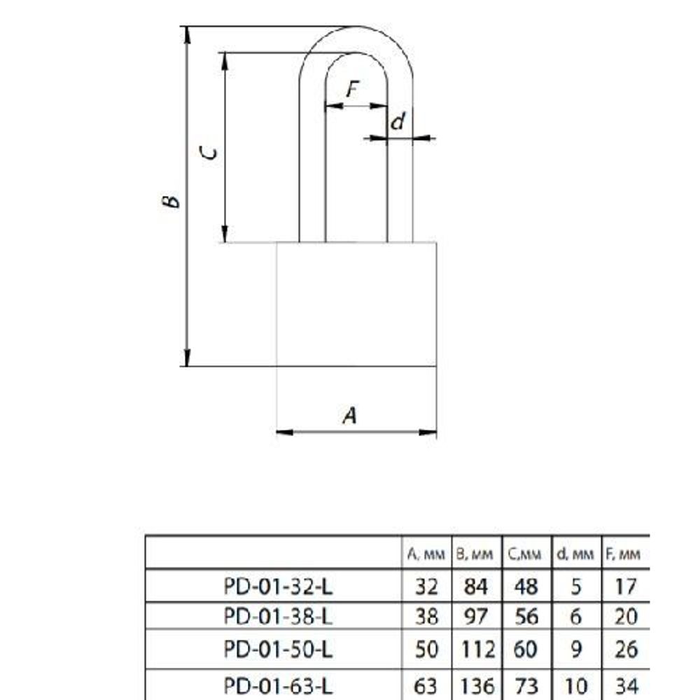 Замок навесной APECS PD-01-50 L