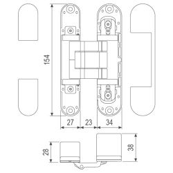Петля скрытой установки AGB ECLIPSE 4.1 E30200.64.34 (мат.хром) /44247/ (1 шт)