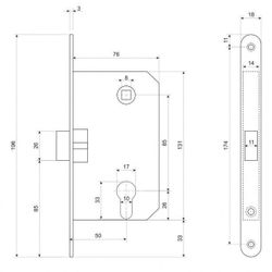 Замок врезной APECS 5300-P CR хром