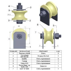 Ролик капролон d-50 под трубу на пластинах