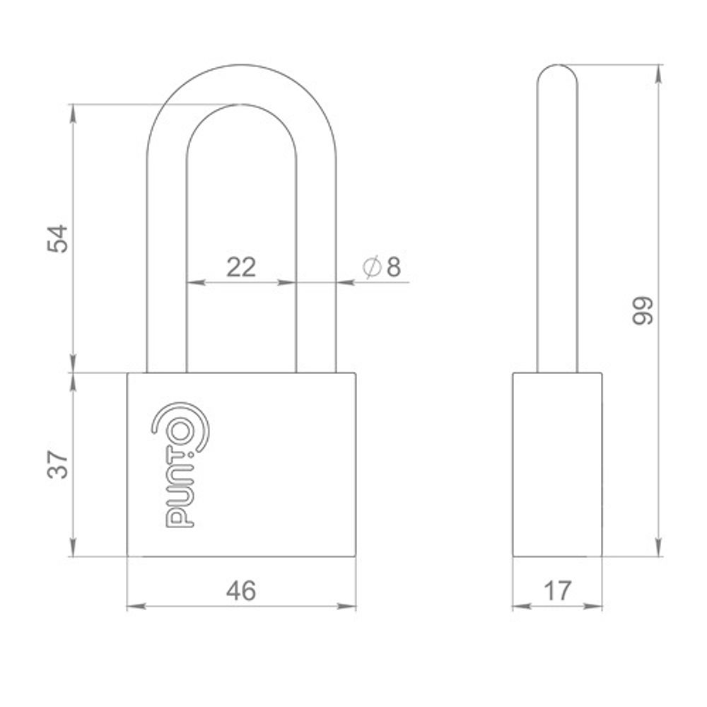 Замок навесной PUNTO PK-1550-L 3 кл. /57707/