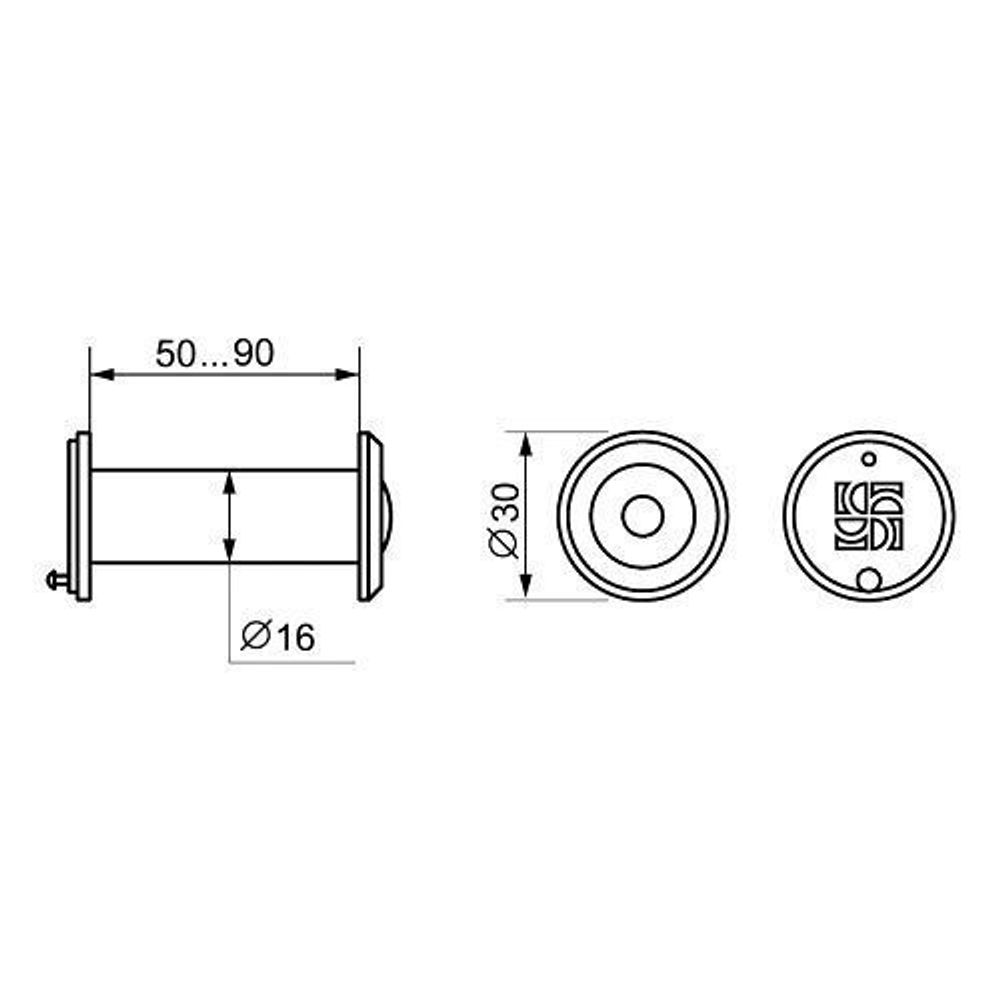 Глазок дверной FUARO DVZ3, 16/200/50-90 SSG сатинированное золото /48315/