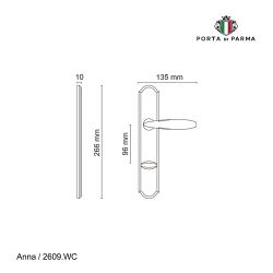 Ручка на планке PORTA DI PARMA Anna WC PVD золото