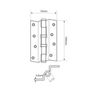 Петля дверная универсальная МЕДИО CRANK HINGE 4x3x2,5-2bb п/г SN никель (1 шт)