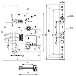 Замок врезной сувальдный с защелкой FUARO V25/S-60.85.3R16 /36245/