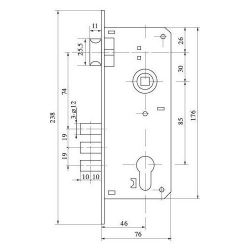 Замок врезной fuaro set f9011 gp