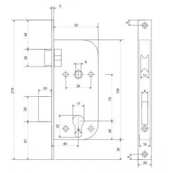 Замок врезной APECS 1227/60 AB бронза