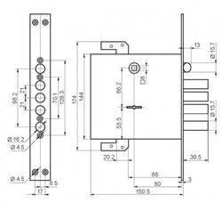Замок врезной BORDER 71611 ЗВ8-8К5Т/15 (КЛП5-85)