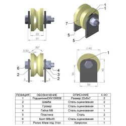 Ролик капролон d-40 под угол на пластинах