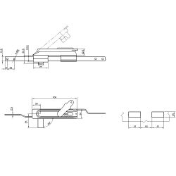 Замок мебельный MS-1925-3KA/P (ригель изогнутый на 8мм, мастер-ключ)