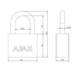 Замок навесной AJAX PD-30-40 (3 fin key) /42575/