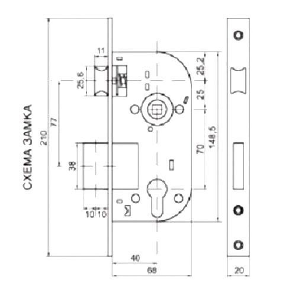 Замок врезной БУЛАТ ЗВ4-1.70.64.04 Прима хром