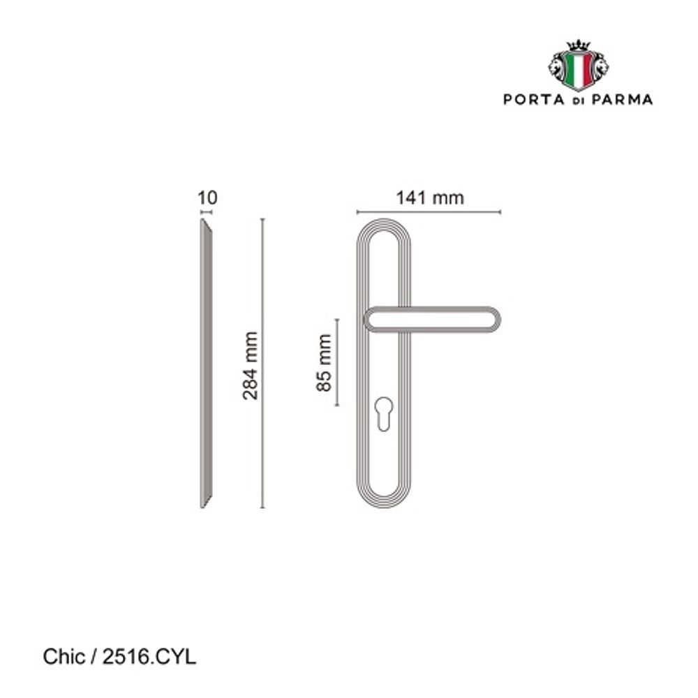 Ручка на планке PORTA DI PARMA Chic CYL SN мат. никель
