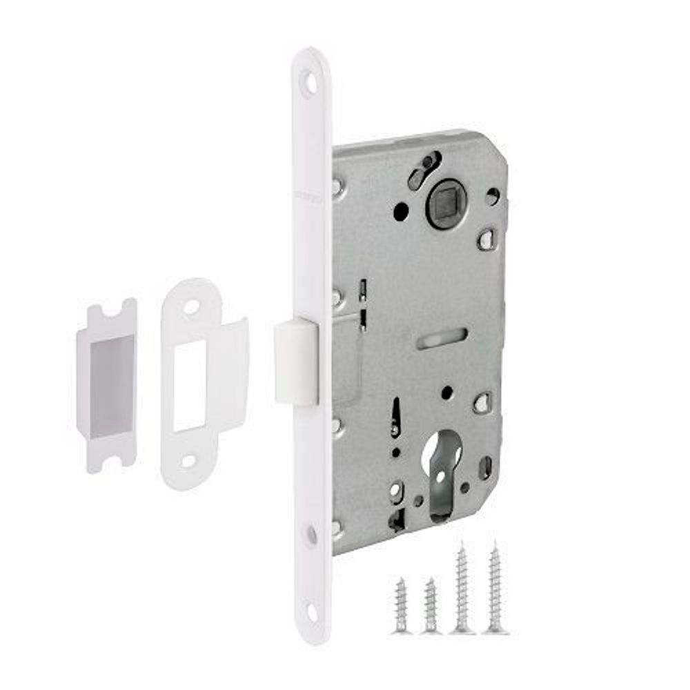 Замок межкомнатный под цилиндр FUARO PLASTIC P85C-50 WH белый /41761/