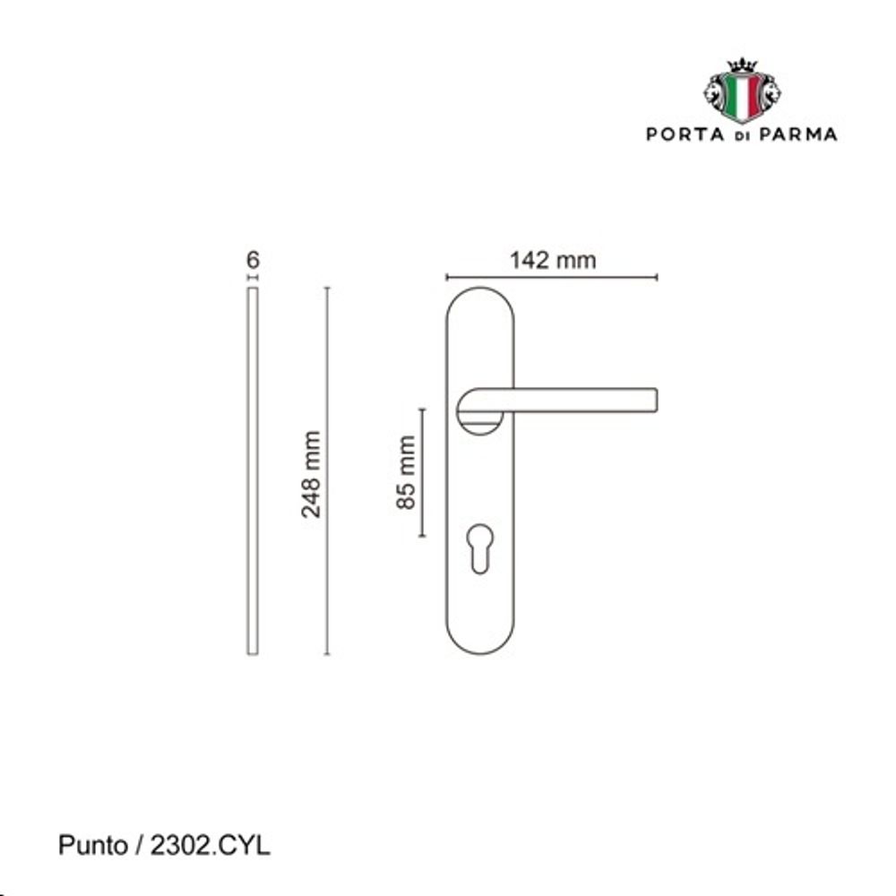 Ручка на планке PORTA DI PARMA Punto CYL PVD золото