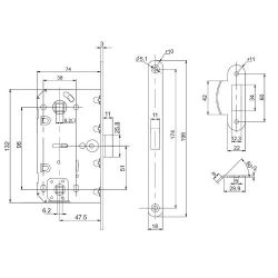 Защелка врезная PUNTO PL96WC-50 BL черный /43297/