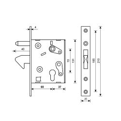 Замок врезной для откатных ворот БУЛАТ ЗВ4-1К.60.72.25.04 хром 60мм м/о 72мм