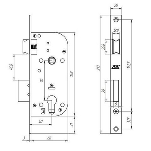 Замок врезной цилиндровый ЗЕНИТ ЗВ7-70 /40279/