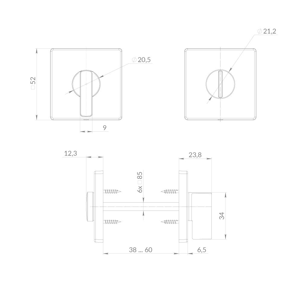 Ручка поворотная PUNTO BK6 EST.Q52 JOY SSC-16 сатин.хром /61117/