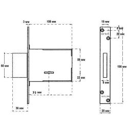 Замок врезной сувальдный MOTTURA 40.701.70 (с отв. планкой, без накладок) /7355/