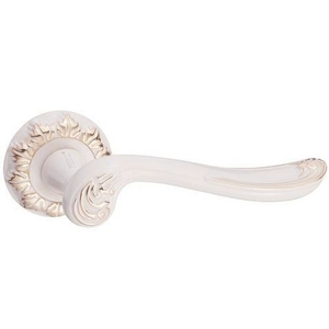 Ручка дверная RENZ 61-10 W/GP "Глория" (белый/золото блестящее)