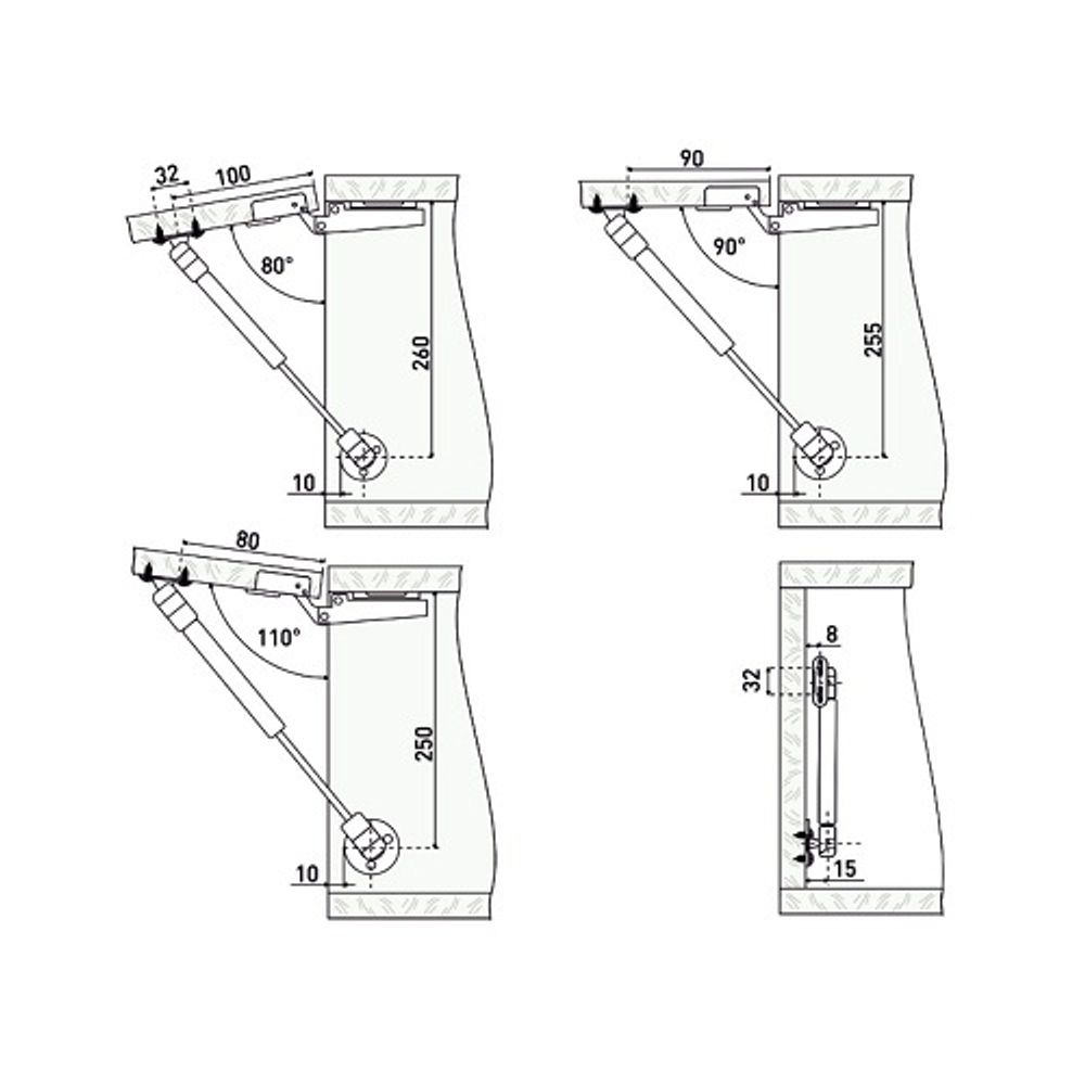 Газовый лифт StahlBuro N80 матовый хром