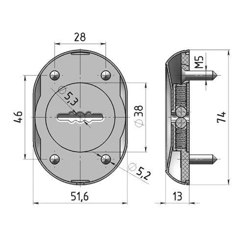 Накладка на сувальду КРИТ-М Кл-С13 Хп хром (1 шт)