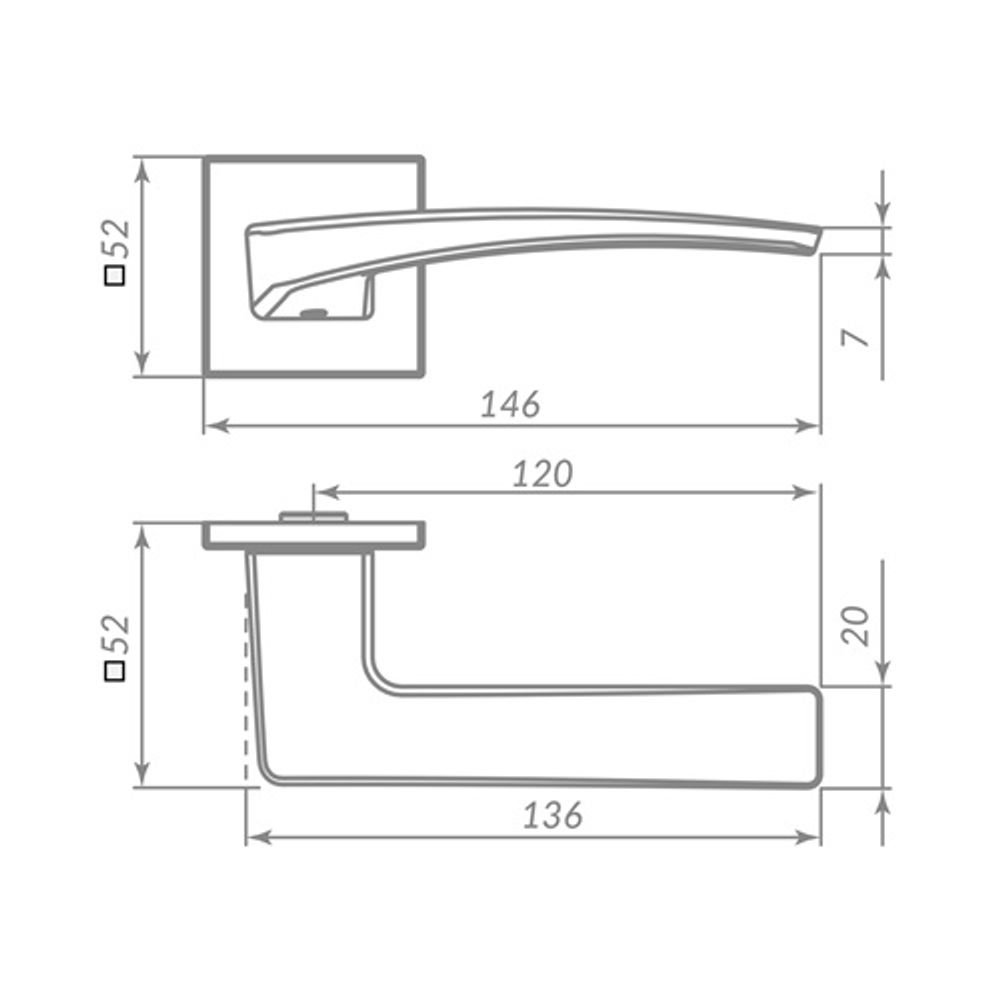 Ручка раздельная PUNTO LOTUS ARC.Q52 GR-23 графит /62271/