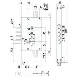 Корпус врезного замка CISA LOGO line 56.435.48 /23201/