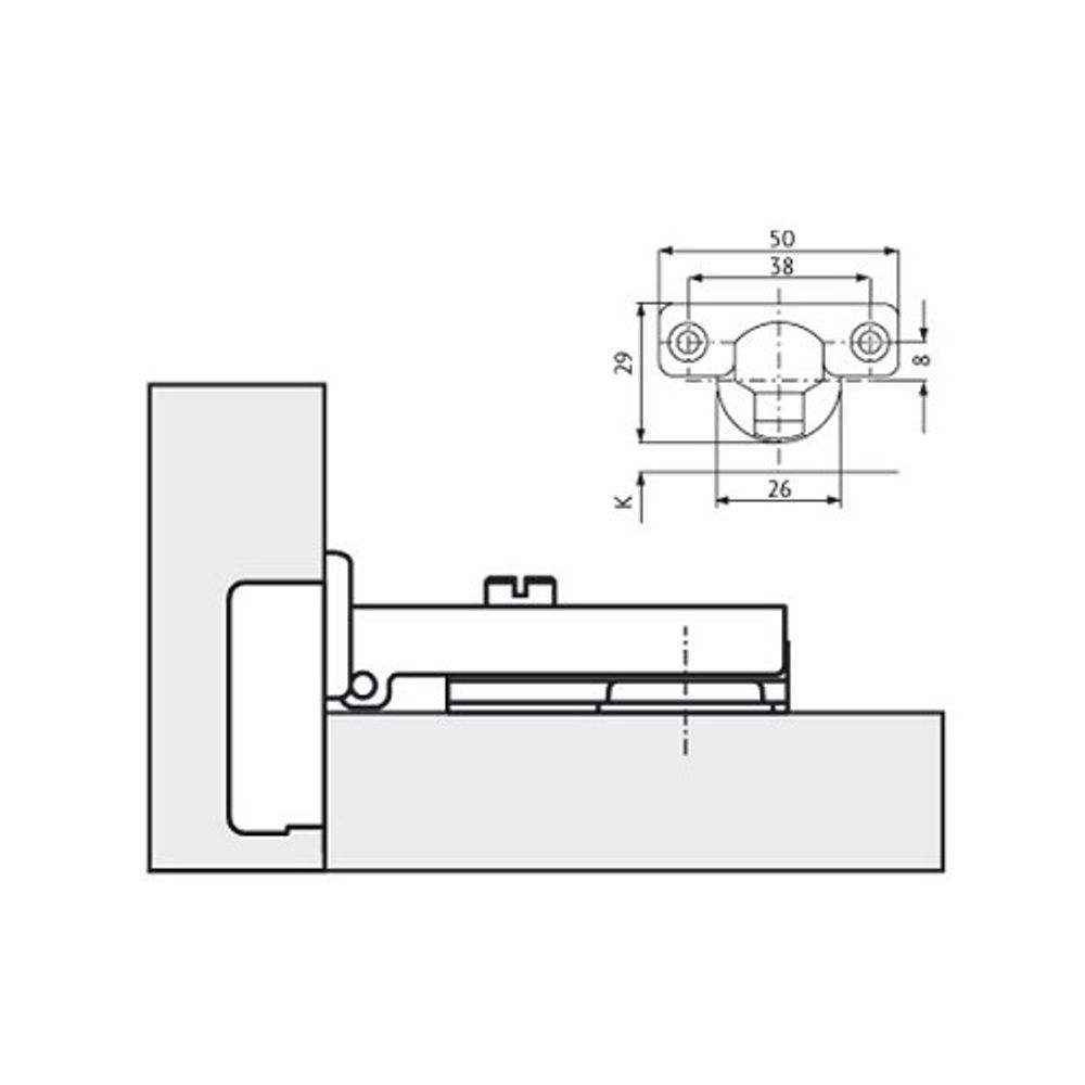 Петля мебельная накладная "МИНИ" MF-402A, Slide-on (1 шт)
