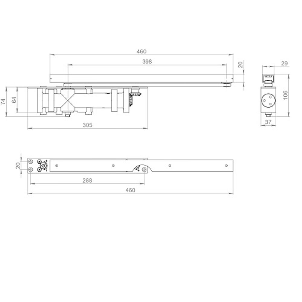 Доводчик дверной FUARO скрытой установки DCH2-06 BL до 120кг (черный) /63381/