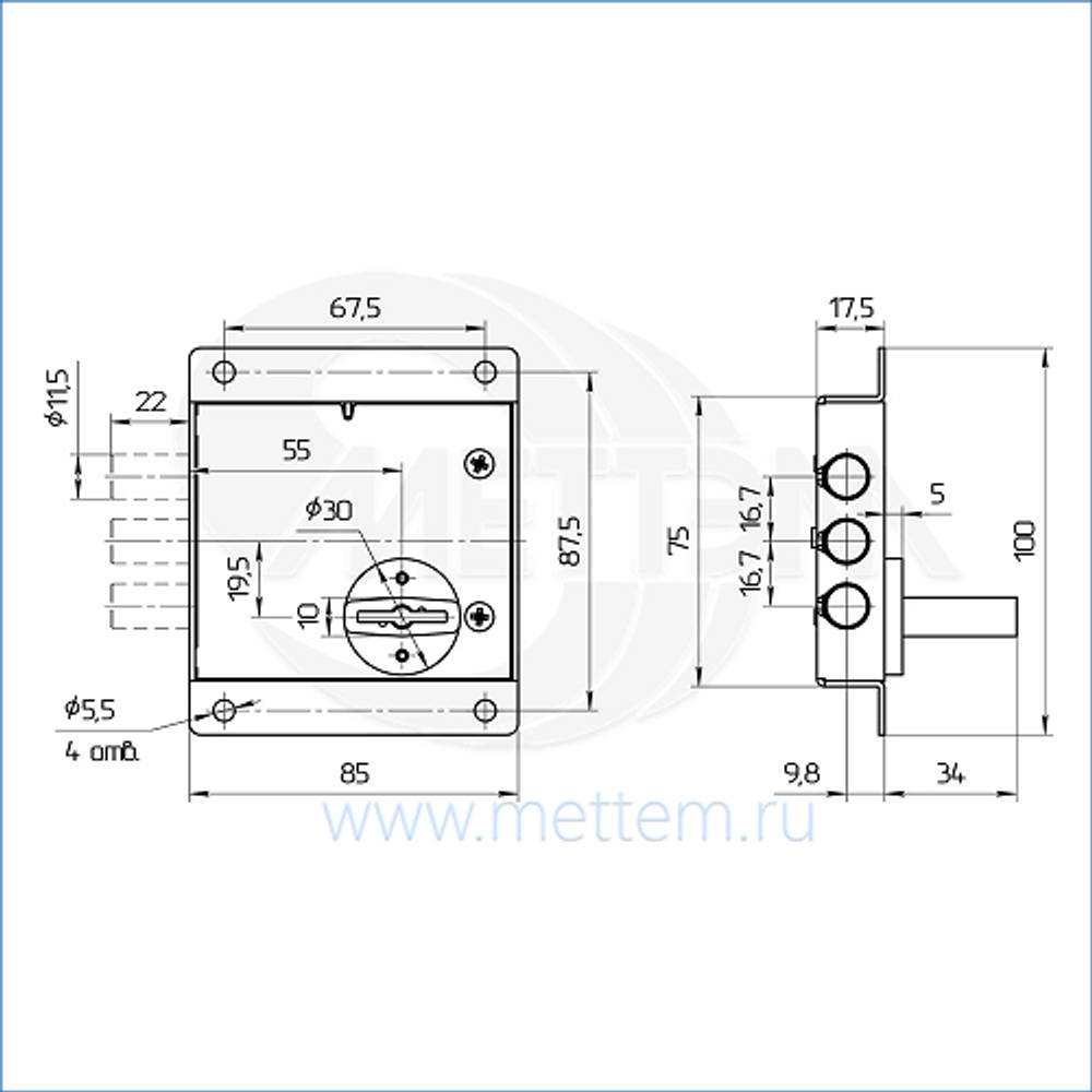 Замок накладной МЕТТЭМ ЗН4 800.0.0 П-Н