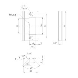 Замок с нажимной ручкой для стеклянной двери ARMADILLO SPACE.GL.LWC BL (черный) /57929/