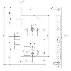 Замок врезной APECS 1523/60 CR хром