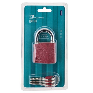 Замок навесной АВАНГАРД ВС2Д-50 ДИСКО красный d8mm