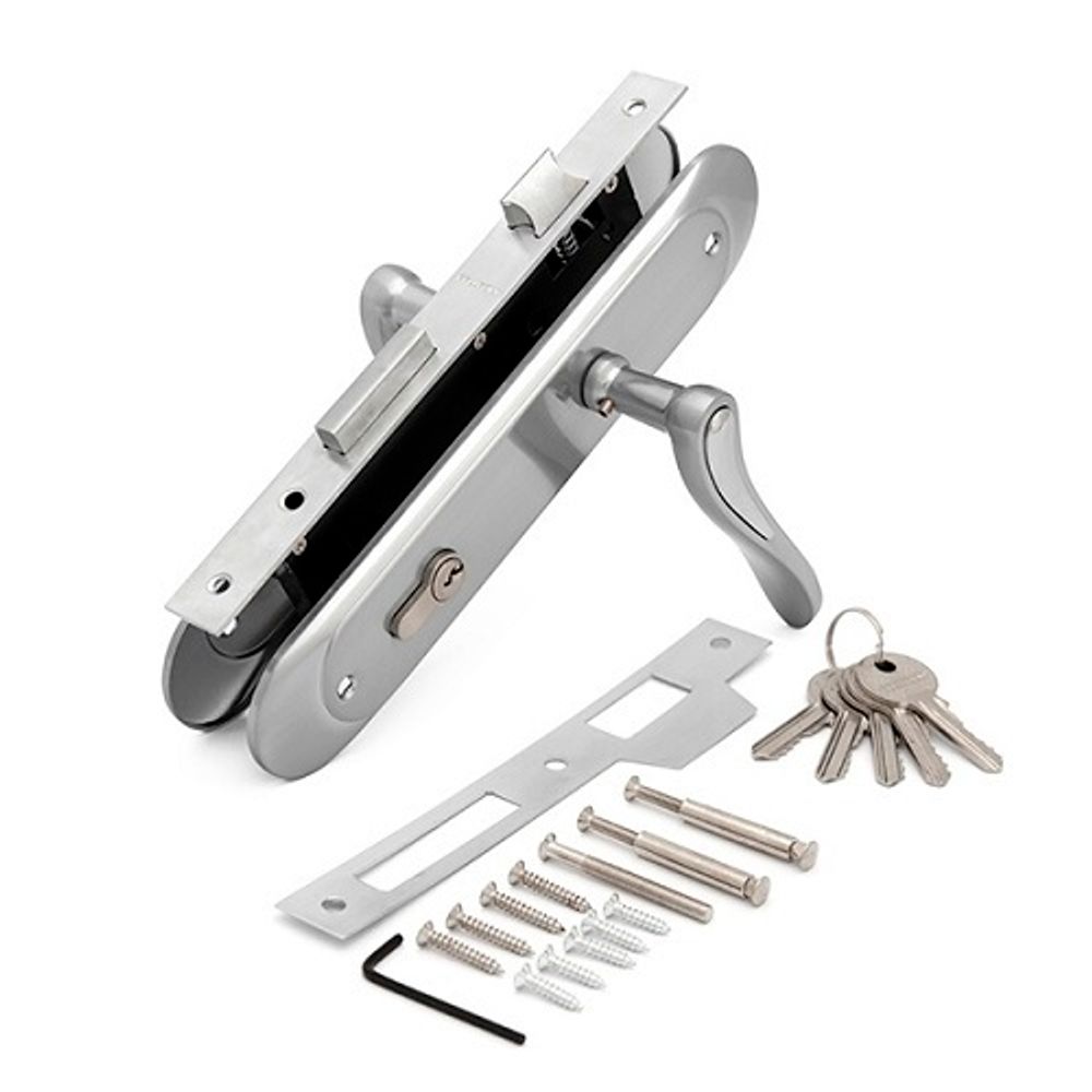 Замок врезной с ручками PALLADIUM ЗВ-1856 SC/CP мат.хром/хром