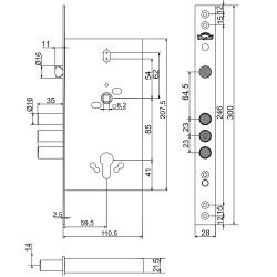 Замок врезной ЭЛЬБОР 1.01.23 б/ц Лазурит
