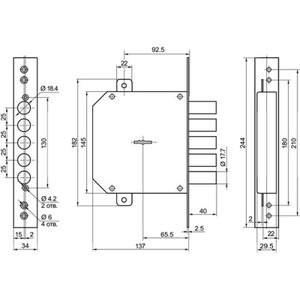 Замок врезной BORDER 72201 ЗВ8-6КП.5Т/15 (КЛП-102) ЛП3.В.В9 У2 /29711/