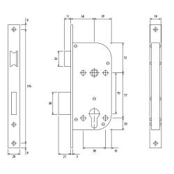 Замок врезной с ручками PALLADIUM ЗВ-1702 AB бронза