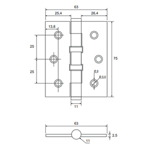 Петля дверная универсальная AVERS 75x60x2,5 NIS никель (1 шт)