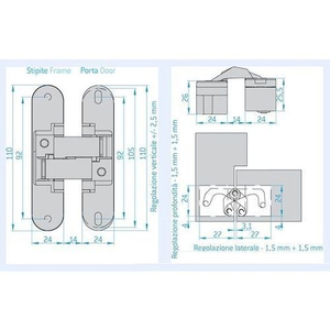 Петля дверная универсальная скрытой установки ANSELMI №505 золото  (1 шт)