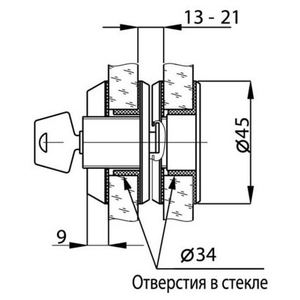 Замок TITAN T-690 SSS с ответной частью на стекло