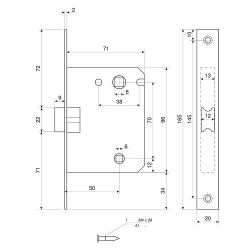 Защёлка врезная с фиксацией APECS 5600-WC GM мат.золото