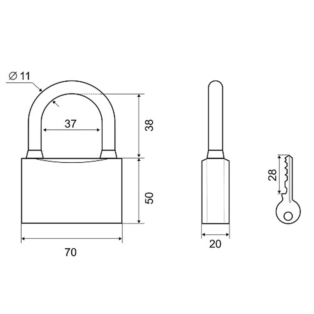Замок навесной PALLADIUM 301B-70